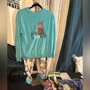 Nite Gear Cozy Women’s Pajamas Set - Blue and White